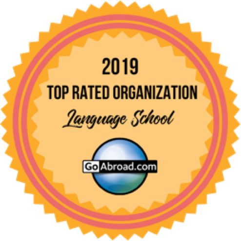 GoAbroad.com badge for top rated language school' s organization in 2019