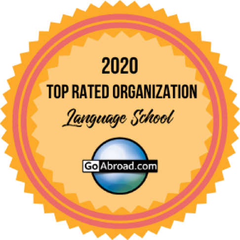 GoAbroad.com badge for top rated language school' s organization in 2020