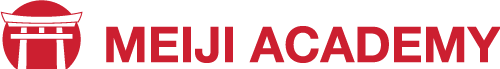 Wide red logo of Meiji Academy